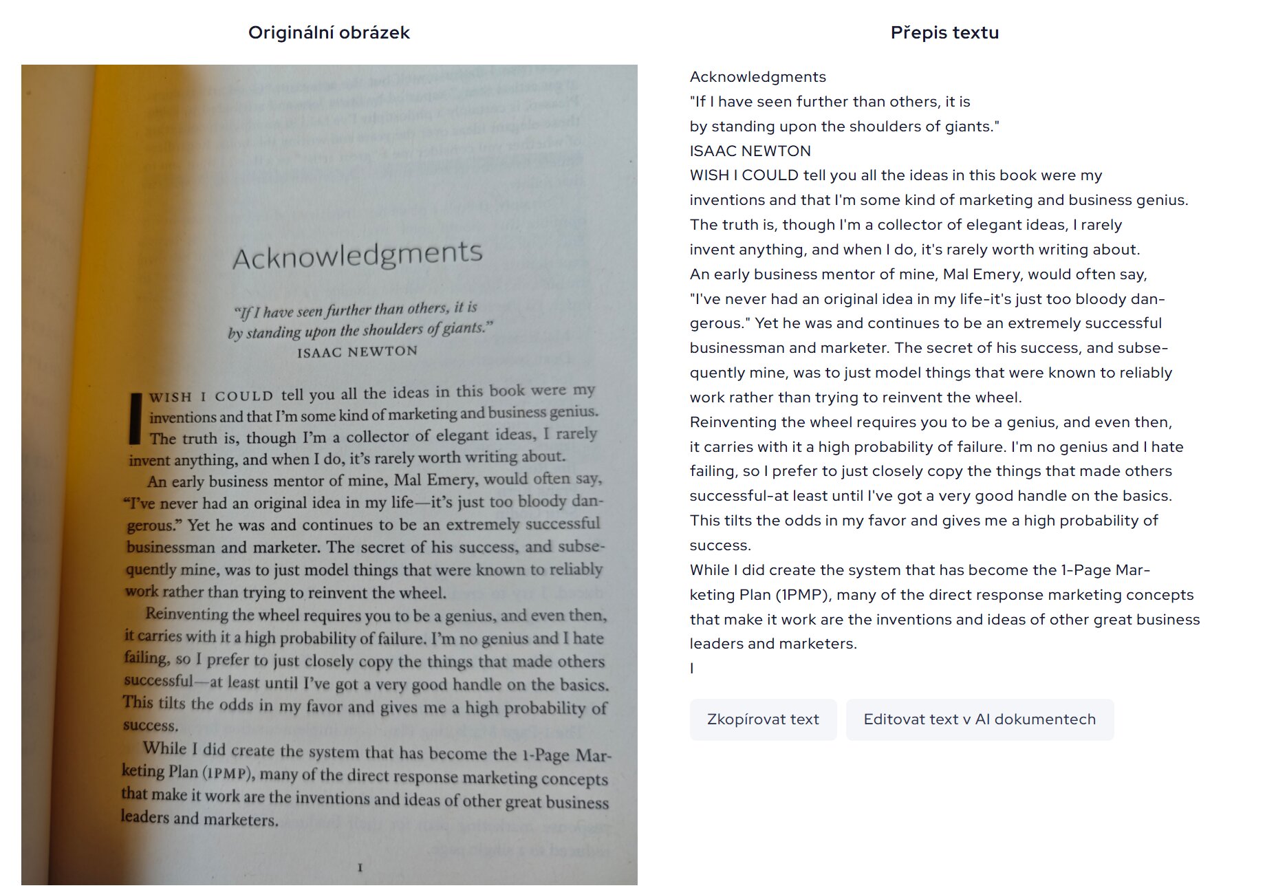 foto to text překlad